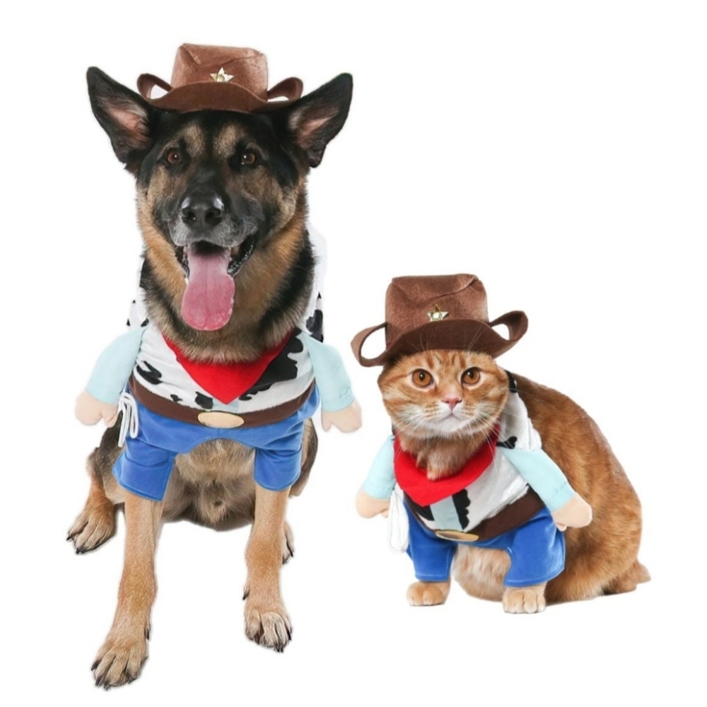 NEW Cowboy Costume Pet Size Medium Dog & Cat (20-50 lbs) Halloween Vibrant Life